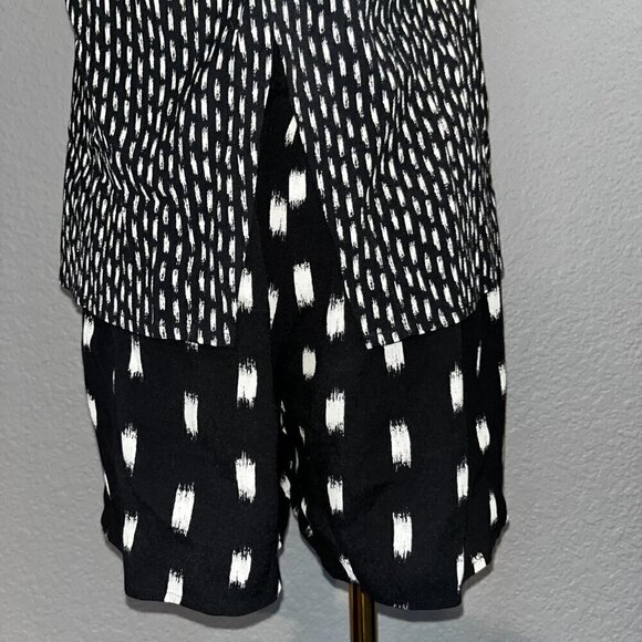 MADEWELL Black & White Tribal Print Ikat Brush Overlay Romper Open Back - EUC XS - Picture 7 of 13